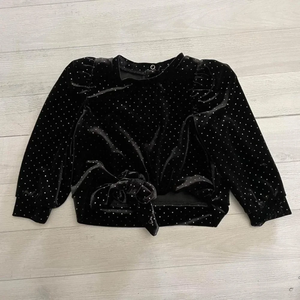 habitual baby girl black‎ velour outfit 18 months